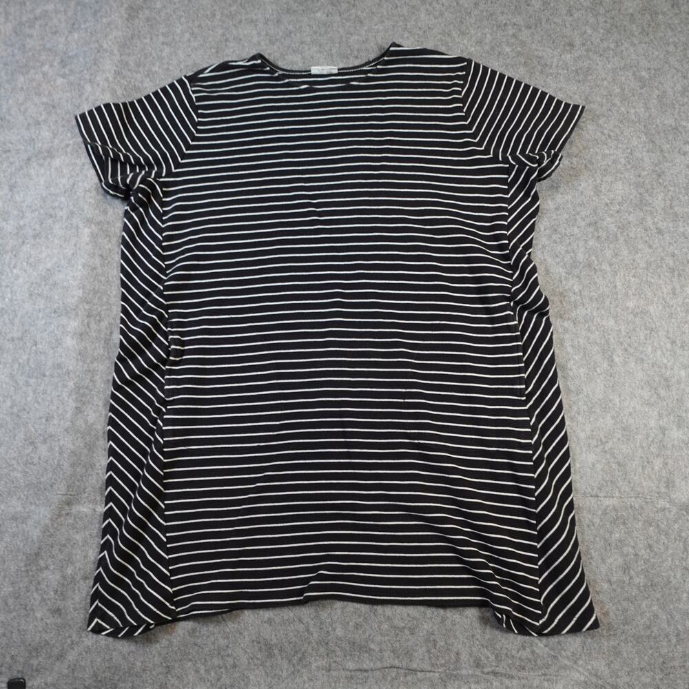 J. Jill Top Womens L/XL? Tunic Striped Pockets Knit Short Sleeve‎ Casual Black